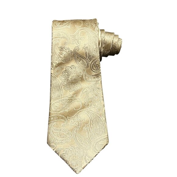 Donald J. Trump Signature Collection Cream Gold‎ Paisley Designer Neck Tie - Picture 8 of 9